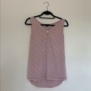EXPRESS comfy cute blush pink tank blouse with polka dot details